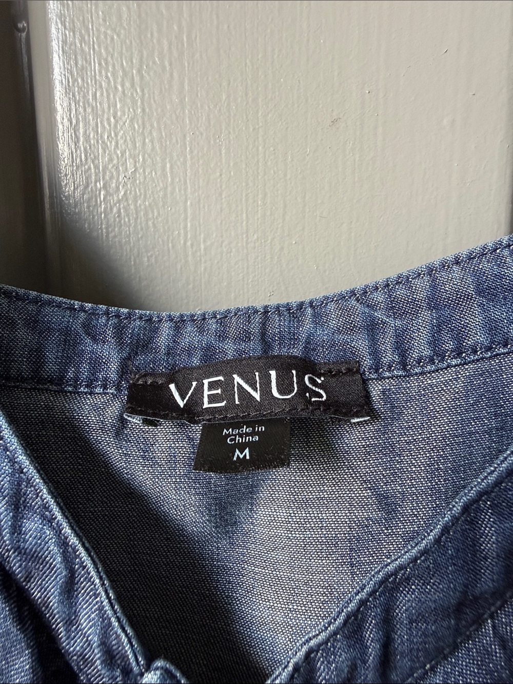 VENUS Light Blue Denim Ruffle Button-Front Cami - Picture 2 of 6